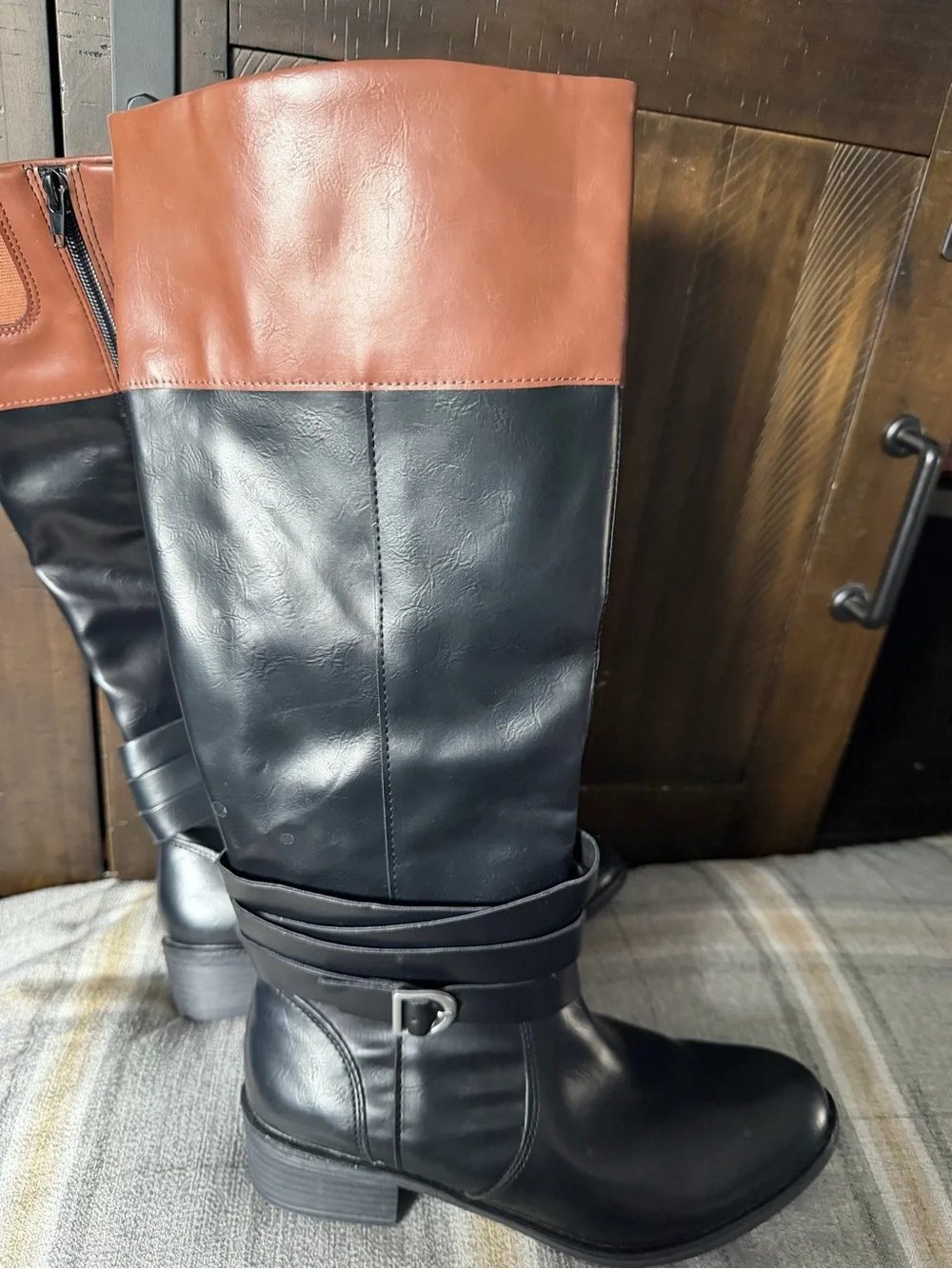 St. John's Bay Black and Brown Over-the-Knee Riding Boots